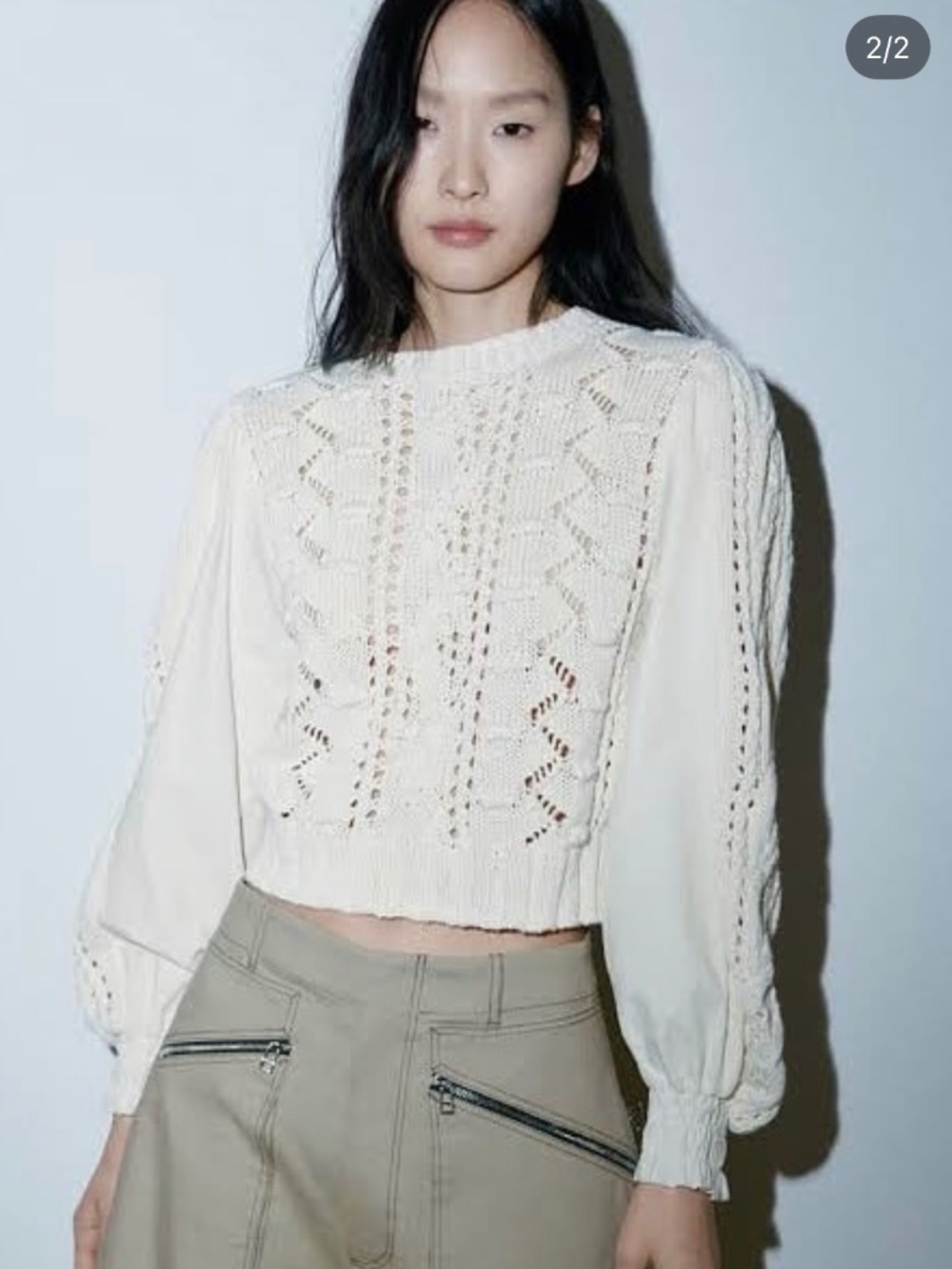 ZARA COMBINATION KNIT SWEATER ECRU - REF 3991/008 S